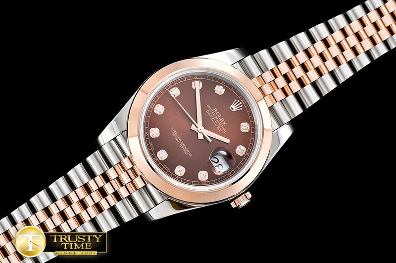 롤렉스 DJ2 41mm 18K Wrapped RG/SS Brown Diam Noob A3235 Mod -R2DJ0200E