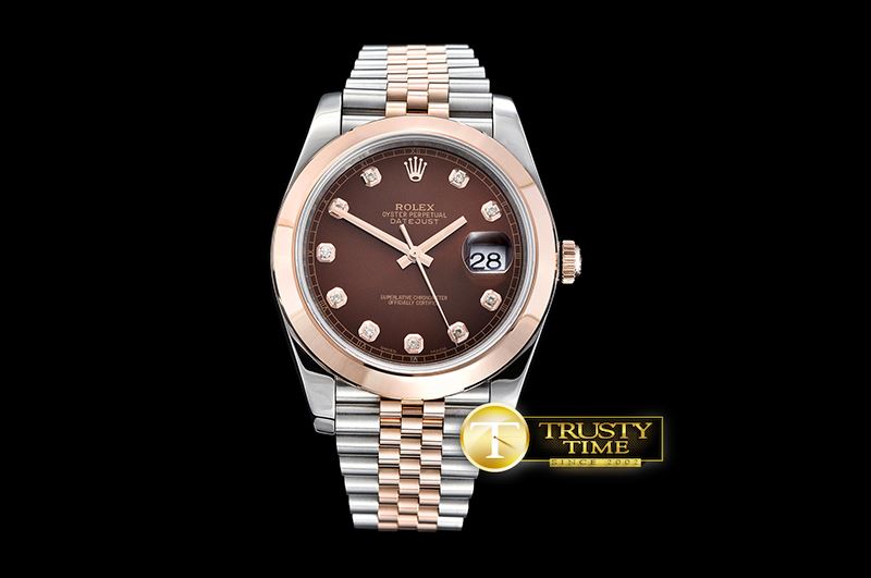 롤렉스 DJ2 41mm 18K Wrapped RG/SS Brown Diam Noob A3235 Mod -R2DJ0200E