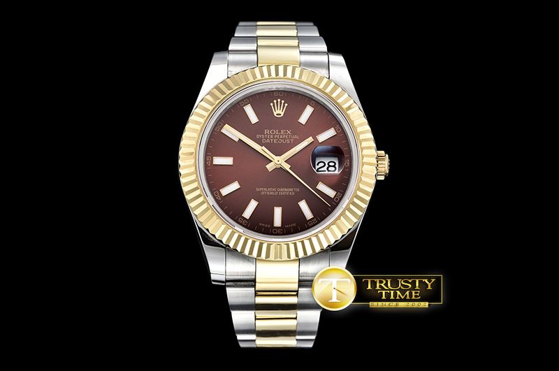 롤렉스 DJ2 41mm Oyst YG/SS Brown Stk BP A3136 Mod -R2DJ0202D