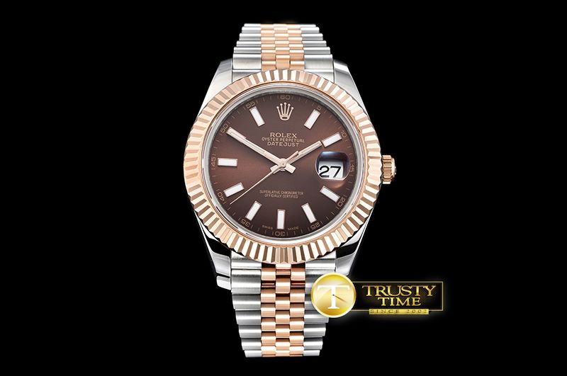 롤렉스 DJ2 41mm Jub Flt RG/SS Brown Stick BP Swiss 2836 -R2DJ0219A
