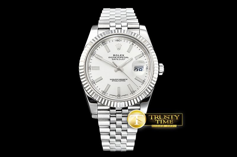롤렉스 DJ2 41mm Jub Flt SS/SS Silver Wht/Stick Noob A3235 -R2DJ0227I