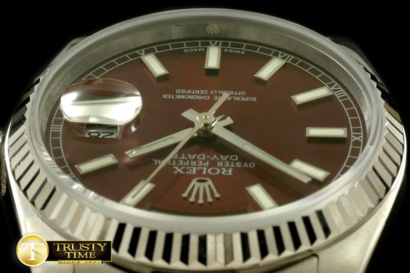 롤렉스 DayDate Fluted Brown SS/SS Swiss Eta 2836/3186 -RDD0178B