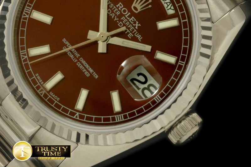 롤렉스 DayDate Fluted Brown SS/SS Swiss Eta 2836/3186 -RDD0178B