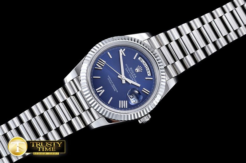 롤렉스 DayDate 40mm SS/SS Blue Roman Fluted Noob A3255 Mod -RDD0202D