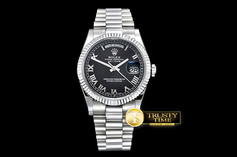 롤렉스 DayDate 36mm Flt SS/SS Black Roman Num BP Swiss 2836 -RDD0215C