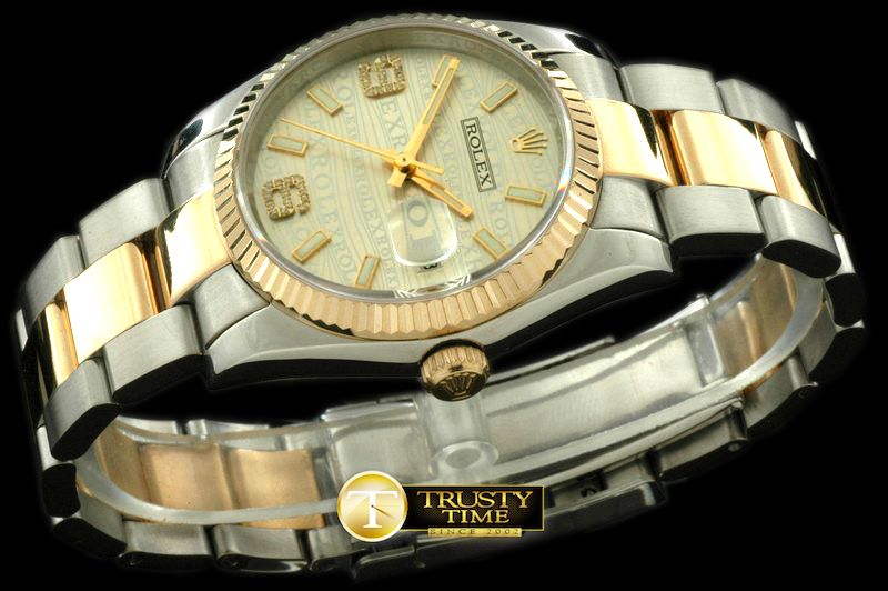 롤렉스 SS/YG TT Champagne Swiss Eta 2836/3135Real Diamond -RDJ0204C