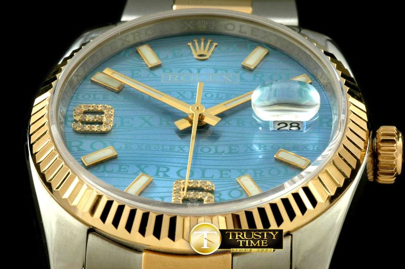 롤렉스 SS/YG TT Blue Asian Eta 2836/3135Real Diamond -RDJ0205B
