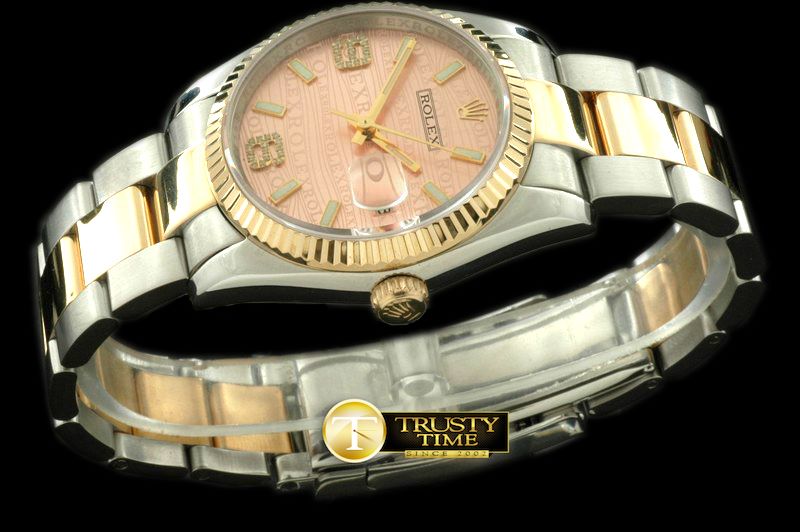 롤렉스 SS/YG TT Salmon Swiss Eta 2836/3135Real Diamond -RDJ0207C