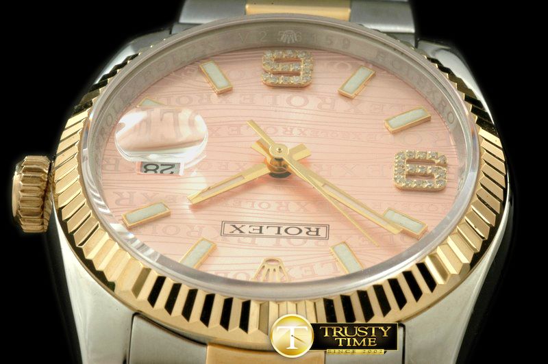 롤렉스 SS/YG TT Salmon Swiss Eta 2836/3135Real Diamond -RDJ0207C