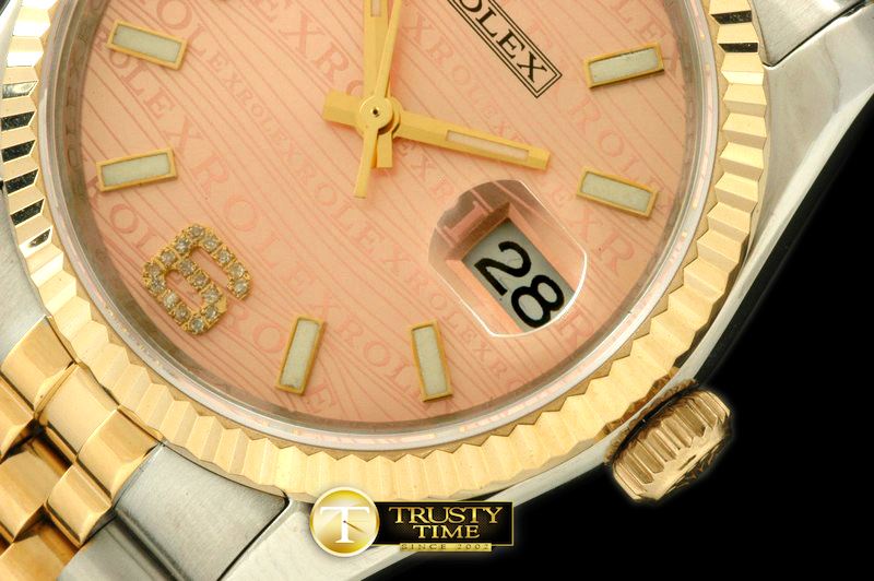롤렉스 SS/YG TT Salmon Swiss Eta 2836/3135Real Diamond -RDJ0215D