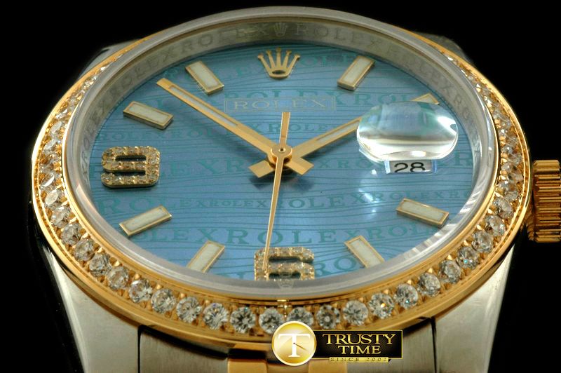 롤렉스 SS/YG TT Blue Swiss Eta 2836/3135Real Diamond -RDJ0215I