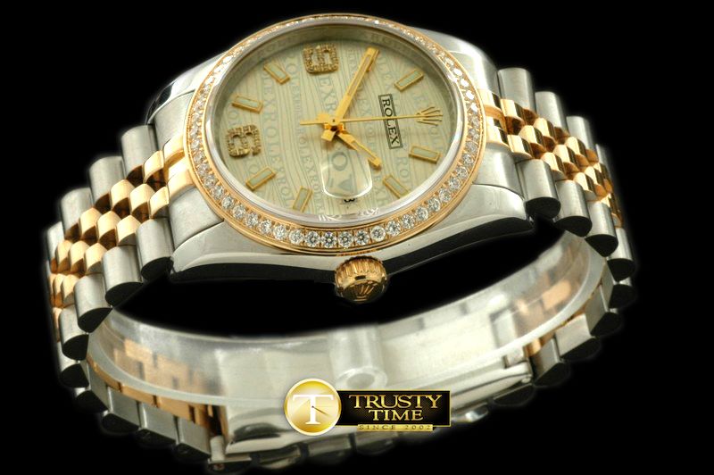 롤렉스 SS/YG TT Champagne Swiss Eta 2836/3135Real Diamond -RDJ0215J