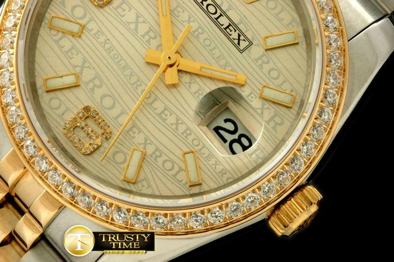 롤렉스 SS/YG TT Champagne Swiss Eta 2836/3135Real Diamond -RDJ0215J