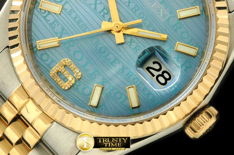 롤렉스 SS/YG TT Blue Asian Eta 2836/3135Real Diamond -RDJ0216B