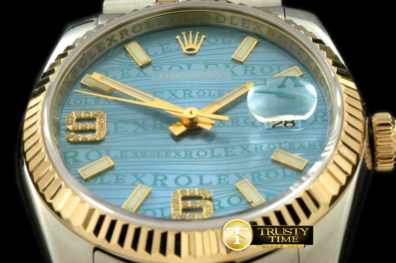롤렉스 SS/YG TT Blue Asian Eta 2836/3135Real Diamond -RDJ0216B