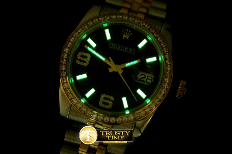 롤렉스 SS/YG TT Black Asian Eta 2836/3135Real Diamond -RDJ0216F