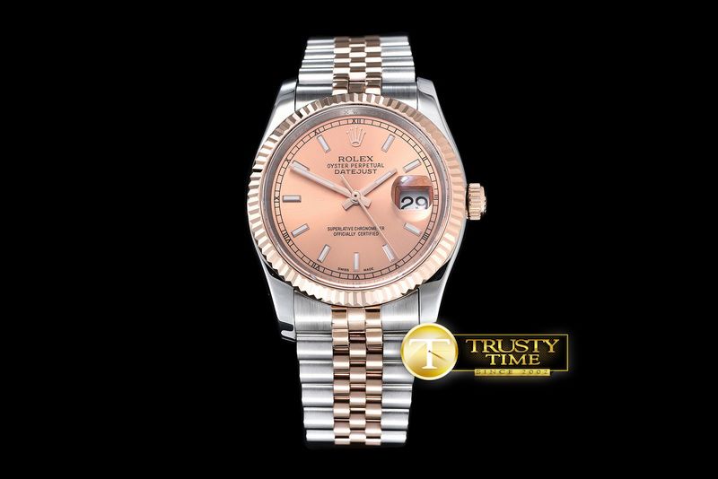 롤렉스 DateJust Rose Gold Stick TT/RG Jub BP Asia 2836 -RDJ0258B