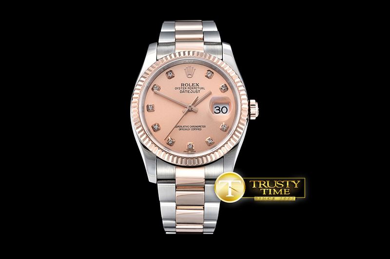 롤렉스 DateJust Men's RG/SS Rose Gold Diams BP Swiss 2836 -RDJ0262A