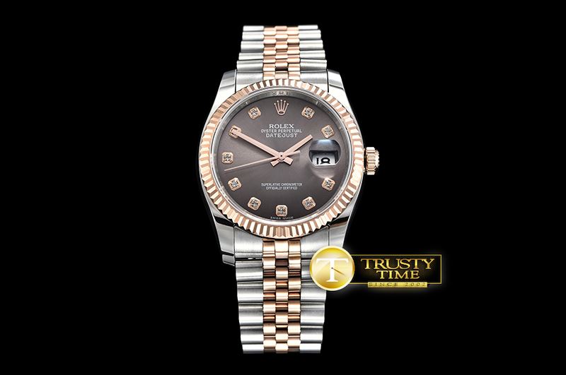 롤렉스 DateJust Jub Flt RG/SS Dark Grey Diam BP A3135 Mod -RDJ0266A