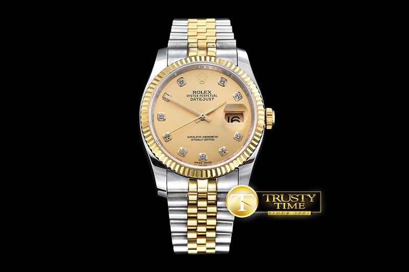 롤렉스 DJ 36mm Oyst Flt YG/SS (Wrap) Gold Diams BP A3135 Mod -RDJ0270B