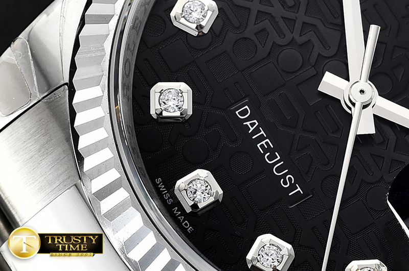 롤렉스 DJ 36mm Oyst Fluted 904L SS/SS Black Diam DJF A3135 -RDJ0304D