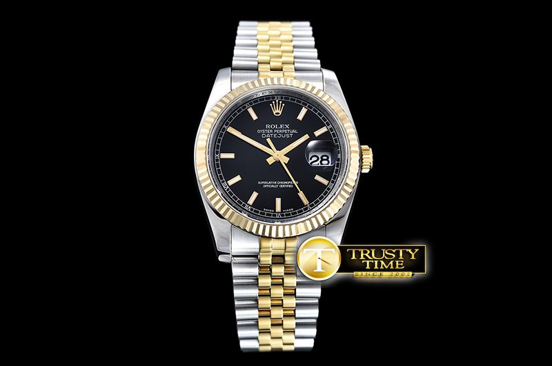롤렉스 Datejust 36mm Flt YG/SS Blk/Stk Jub ARF Asia SH3135 -RDJ0308A