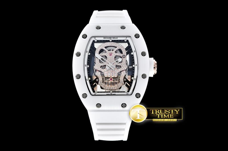 리차드밀 RM052 Diamond Skull Tourb Wht CER/RU MY9015 Mod -RM0105E