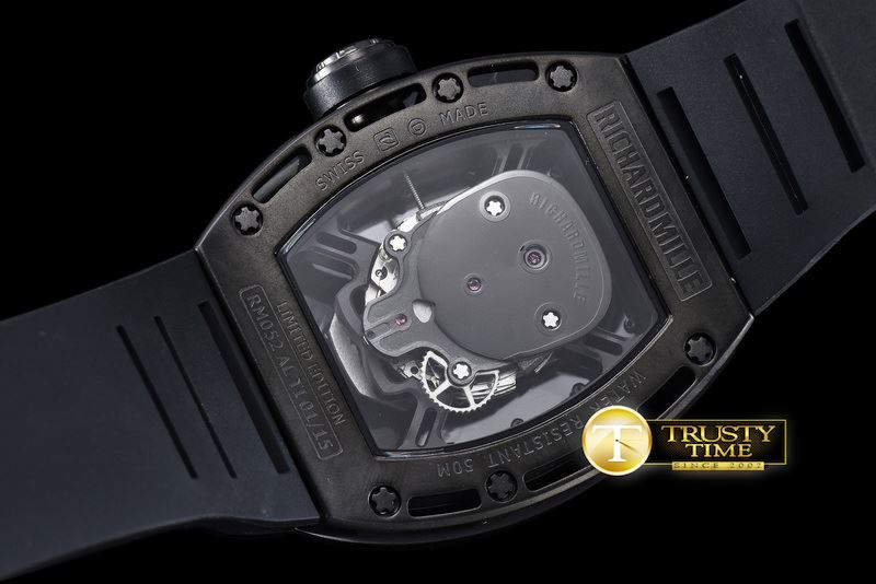 리차드밀 Skull Tourbillon PVD/RU Black Asian 21J Decorated Movt -RM088A