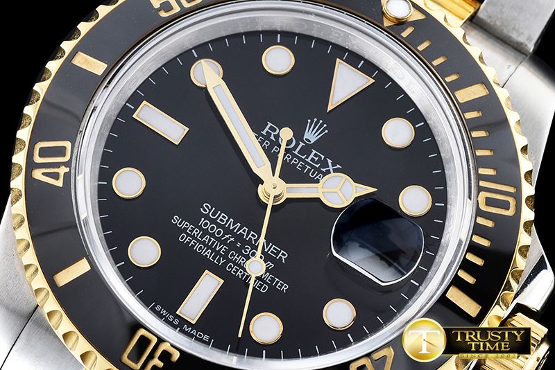 롤렉스 116613 YG/SS Blk Cer Submariner BP MY9015 Mod 3135 -ROLSUB0187D