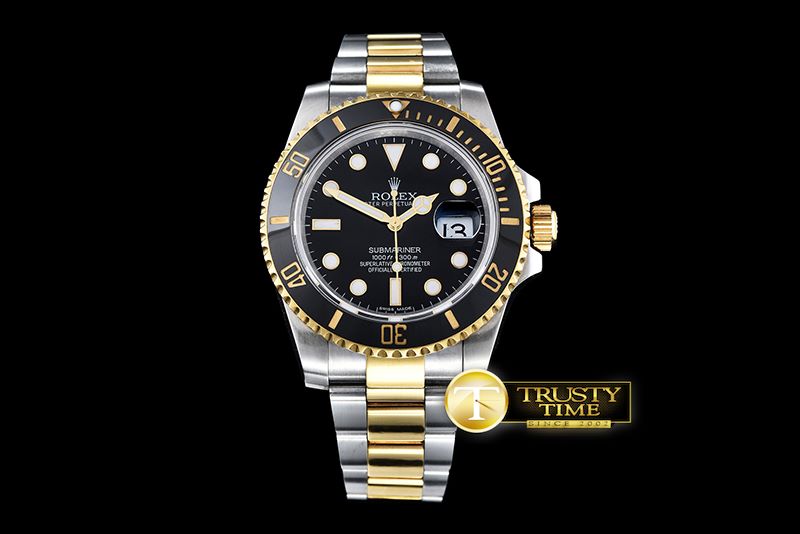 롤렉스 116613 YG/SS Blk Cer Submariner BP MY9015 Mod 3135 -ROLSUB0187D