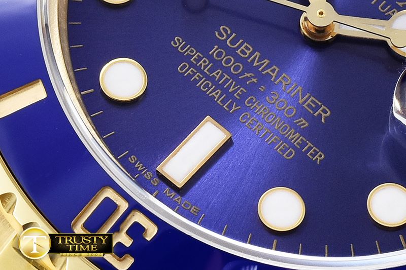 롤렉스 Submariner 116618 YG/YG Blue BP Ult A3135 Mod -ROLSUB0211B