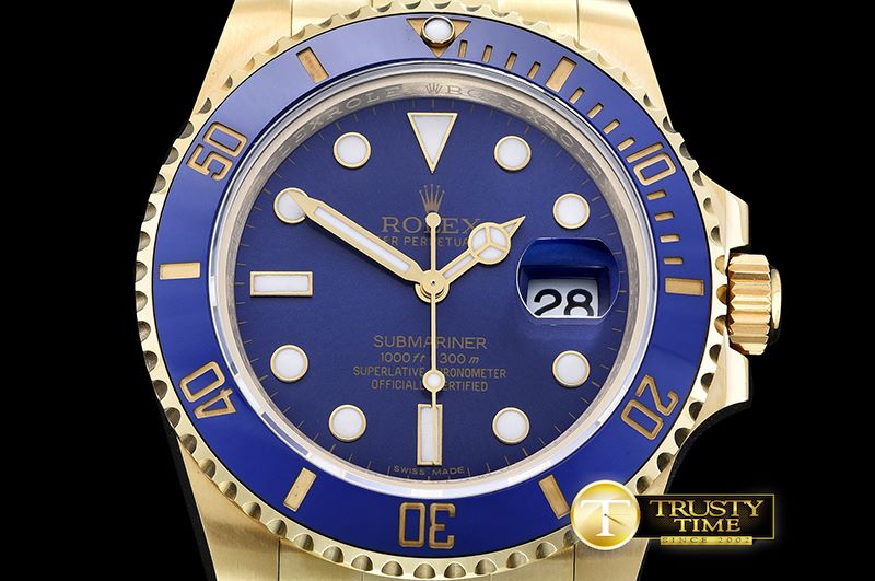 롤렉스 Submariner 116618 YG/YG Blue BP Ult A3135 Mod -ROLSUB0211B