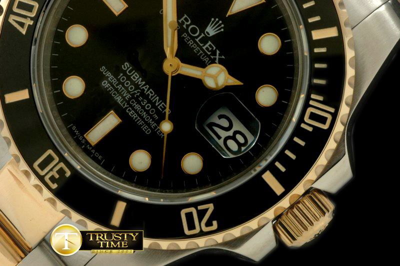 롤렉스 116613 Black TT Submariner Swiss Eta 28362 -ROLSUB092C