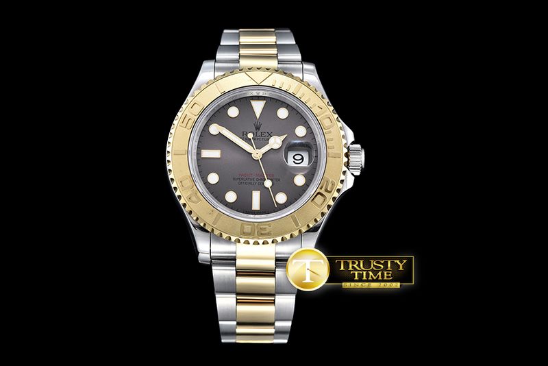 롤렉스 YachtMaster Mens YG/SS Grey BP Asia 2836 Mod3135 -ROLYM097C
