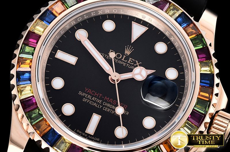 롤렉스 YachtMaster 40 116695SATS RG/RU Black BP Swiss 2836 -ROLYM135B