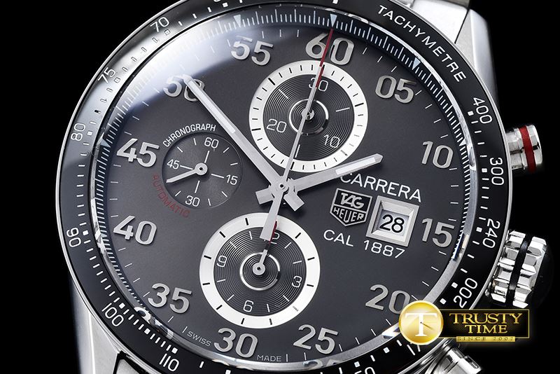 태그호이어 Carrera Date 43mm Cal. 1887 SS/SS Grey Asia 7750 -TAG0293