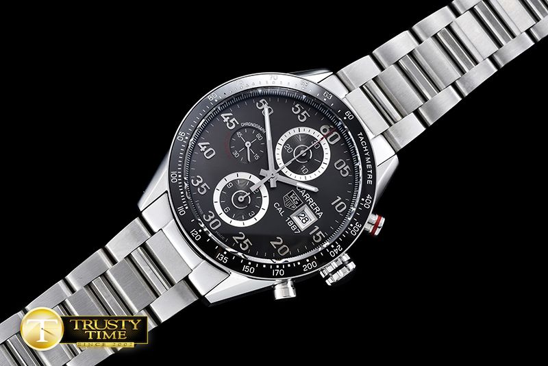 태그호이어 Carrera Date 43mm Cal. 1887 SS/SS Grey Asia 7750 -TAG0293