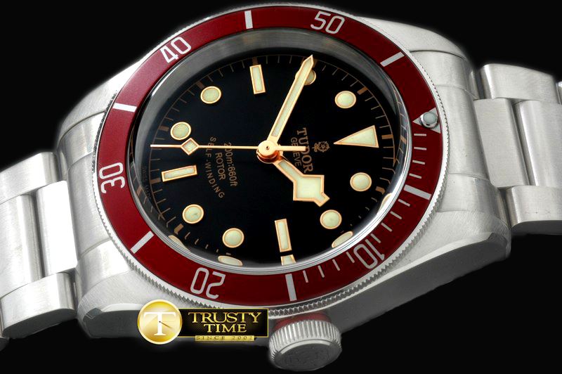 튜더 Heritage Black Bay SS/SS Black/Red Asian 28242 -TUD017