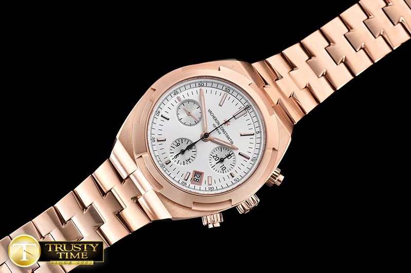 바쉐론콘스탄틴 Overseas Chronograph RG/RG White Asia 7750 Mod 5200 -VC0108A