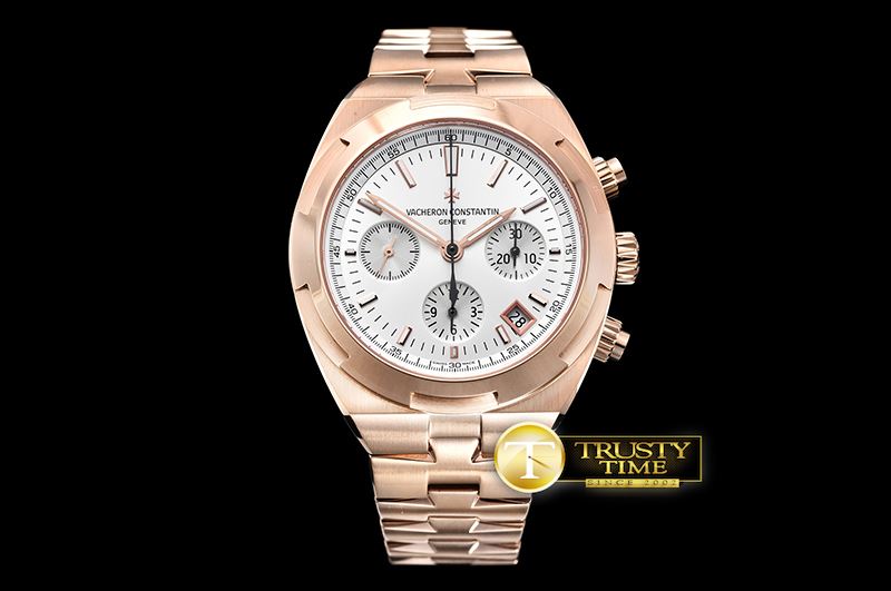 바쉐론콘스탄틴 Overseas Chronograph RG/RG White Asia 7750 Mod 5200 -VC0108A