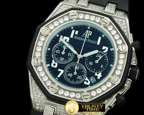 오데마피게 Royal Oak Ladies Chrono SS/Diam/RU Black Jap OS20 -AP0159D