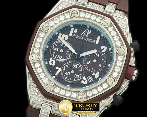오데마피게 Royal Oak Ladies Chrono SS/Diam/RU Brown Jap OS20 -AP0159E
