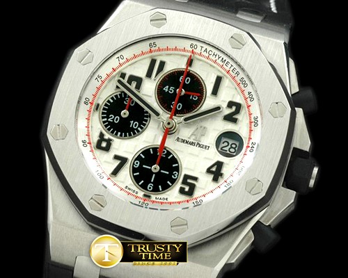 오데마피게 Royal Oak Chronograph SS/LE White/Blk A7750 Sec@12 -AP0162
