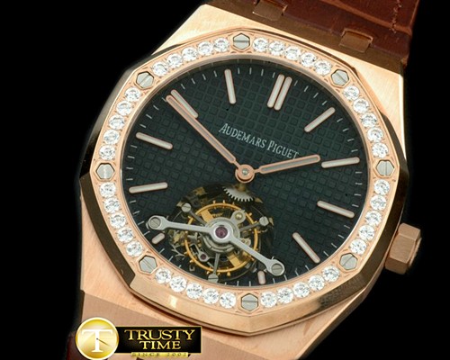 오데마피게 Royal Oak Tourbillon RG/LE/Diam Black Real Tourbillon -AP0228B
