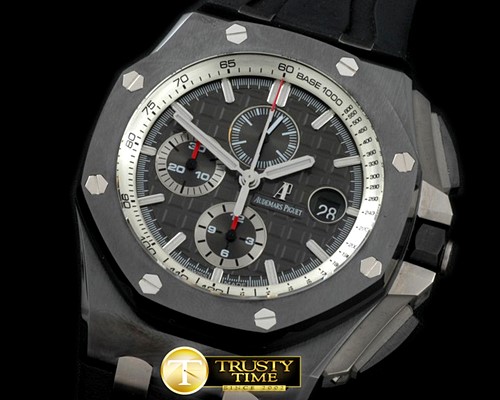 오데마피게 2011 Royal Oak Chronograph CER/RU Blk A7750 Sec@12 -AP0237A