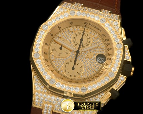 오데마피게 Royal Oak Chrono YG/LE Champagne Gold Bling A7750 -AP0283