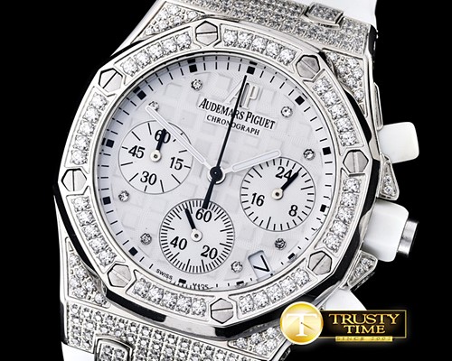 오데마피게 Royal Oak Ladies Chrono SS/RU Wht Diam Diam Bez VK64 -AP0368B