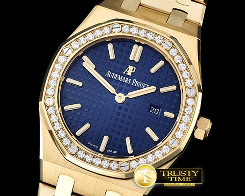오데마피게 Royal Oak Ladies 33mm YG/YG Blue JF Swiss ETA Quartz -AP0405A