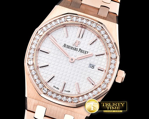 오데마피게 Royal Oak Ladies Diams 33mm RG/RG Wht JF Swiss Quartz -AP0407B