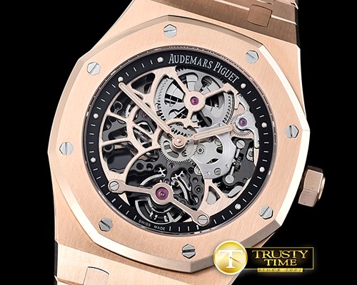오데마피게 Royal Oak Skeletonal Tourbillon RG/RG Black Manual Wind -AP0500
